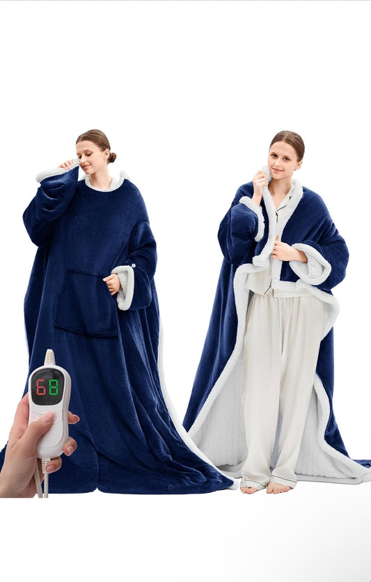 Navy heated robe